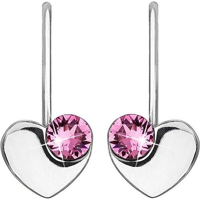 Evolution Group strieborné srdiečkové náušnice s kryštálmi Swarovski 31299.3 Rose