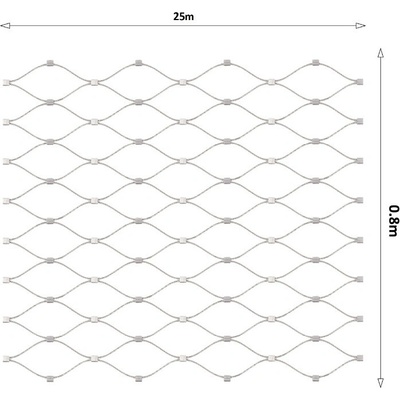 Lanková sieť, 0,8 x 25 m, oko 60 x 104 mm, ø 2 mm, AISI 316