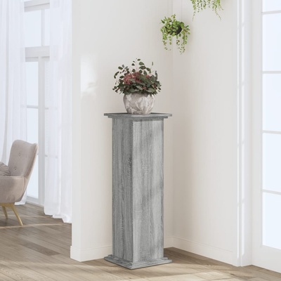 vidaXL Поставка за растения, сив сонома, 33x33x100 см, инженерно дърво (852983)