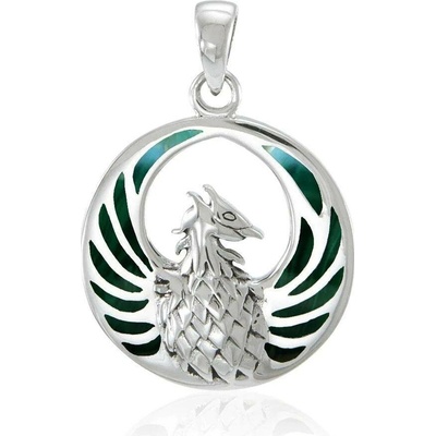 Fantasy Šperky FÉNIX stříbrný talisman s malachity MJW107