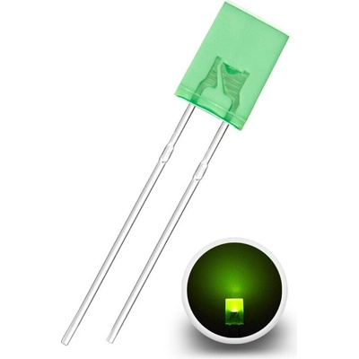 LED Dióda obdĺžniková 2x5x7mm, Zelená difúzna