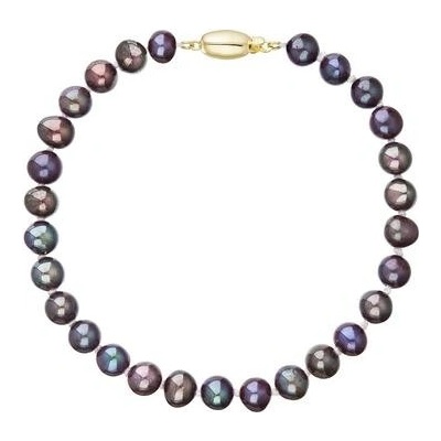 Pavona perlový náramek z říčních perel se zapínáním ze 14 karátového zlata 923001.3/9271A dk.peacock