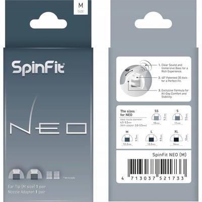 SpinFit NEO vel. M silikonové nástavce do uší nástupce CP100 / CP100+ – Zboží Živě