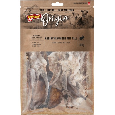 DeliBest Origin králičie uši s kožušinou 100 g