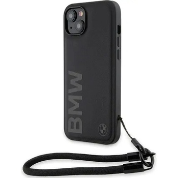 BMW Кейс BMW Signature Leather Wordmark Cord за iPhone 15 Plus / 14 Plus, черен (BMW000779-0)