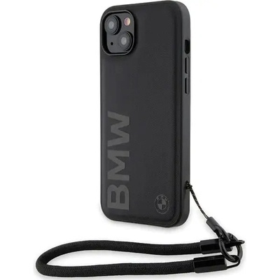BMW Кейс BMW Signature Leather Wordmark Cord за iPhone 15 Plus / 14 Plus, черен (BMW000779-0)