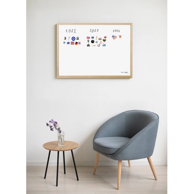 Toptabule.sk Biela tabuľa na magnetky v drevenom prírodnom ráme 200 x 100 cm