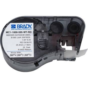 Brady MC1-1000-595-WT-RD / 131604, лепилна лента 25.40 mm x 7.62 m (MC1-1000-595-WT-RD)
