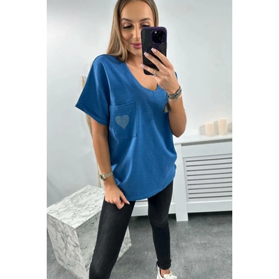 Fashionweek Bavlnená blúzka s výstrihom do V a vreckom K7110 Jeans