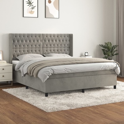 vidaXL 11461.3132873 Boxspring postel s matrací světle šedá samet