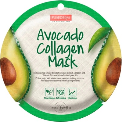 Purederm Маска за лице с авокадо PUREDERM Avocado Collagen Mask (SNP187834)