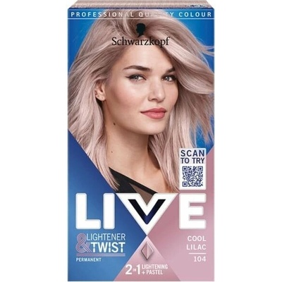 Schwarzkopf LIVE Lightener & Twist farba na vlasy 104 Chladná Lilac 50 ml