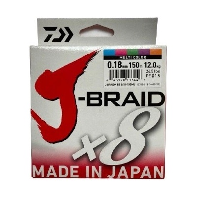 Daiwa šňůra J-Braid X8Multicolor 150m 0,20mm 13kg