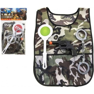 Teddies policajná sada plast pištole klapač 15x9cm putá placackou vesta v sáčku 18x32cm
