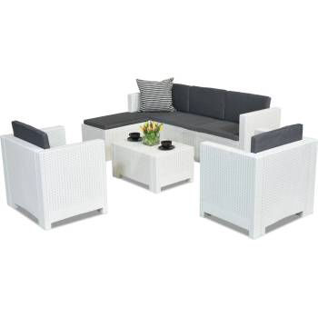 Image 1 of BICA Комплект мебели за отдих от техноратан Colorado Relax Corner 6 бял Bica (BCCOLLCOR6BL)