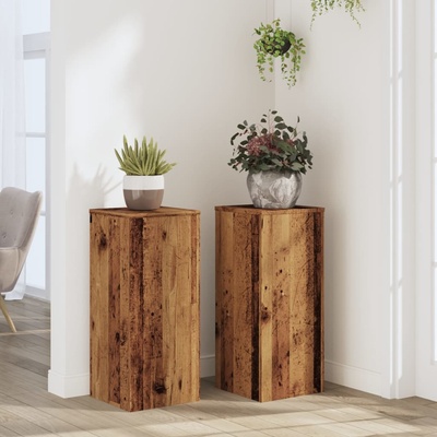 vidaXL Стойки за растения 2 бр старо дърво 30x30x70 см инженерно дърво (852931)