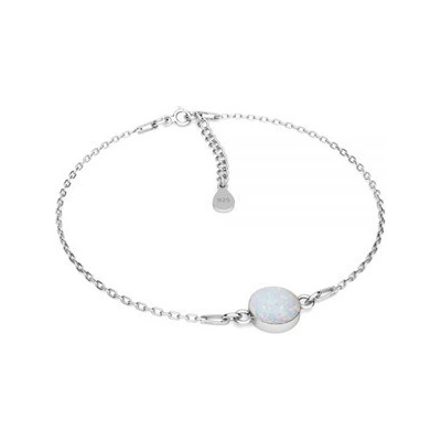 Nubis stříbrný náramek s bílým opálem NB-1202-OP17