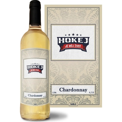 Sablio Hokej je můj život Chardonnay biele suché víno 12 % 0,75 l (čistá fľaša)
