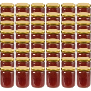 Image 1 of vidaXL Стъклени буркани за сладко със златисти капачки, 48 бр, 230 мл (50802)