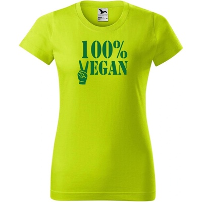 DOBRÝ TRIKO Dámské tričko 100% vegan zelený potisk Limetková