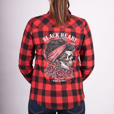 Black Heart PIN UP SKULL Červená