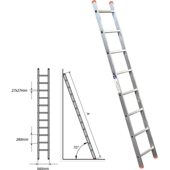 STS Алуминиева стълба еднораменна STS 1x9 (B02B/250)