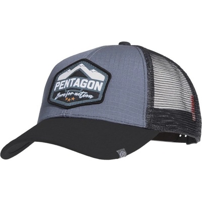 Pentagon ERA TRUCKER ŠEDÁ Šedá s nášivkou "BORN FOR ACTION" a nastaviteľným patentom