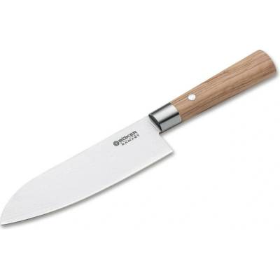 Böker - Damaškový kuchynský nôž santoku DAMAST OLIVE 17,2 cm olivové drevo 130437DAM