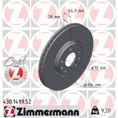 Brzdový kotúč ZIMMERMANN 430.1499.52 (430149952)