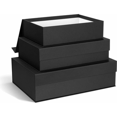 Bigso Tmavosivé kartónové úložné boxy v súprave 3 ks s vekom dekoratívne 42,5 x 29,5 x 13 cm