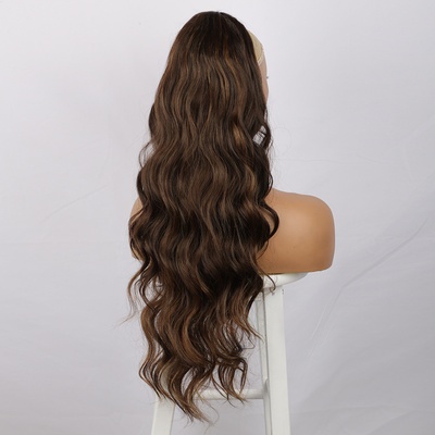 Vlnitý PONYTAIL se stahovací gumou - mahagonově hnědá – Zboží Mobilmania