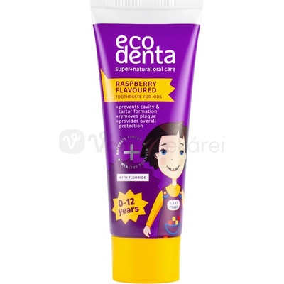 EcoDenta FOR KIDS RASPBERRY detská s malinovou príchuťou 0–12 rokov 75 ml