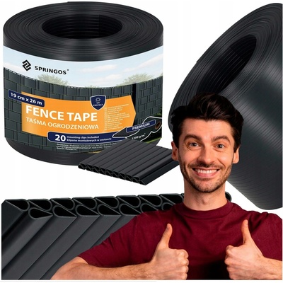 Stínící plotová páska 19cm x 26m, premium, antracitová SPRINGOS FN0005