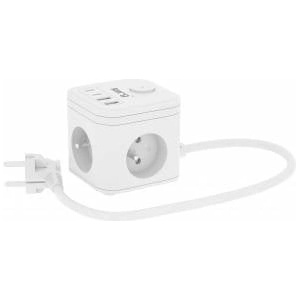 Kerg Power strip 3-outlet + USB-A+USB-C charger 1.5m 3×1.5mm2 H05VV-F 16A/250V~ KERG Smart white