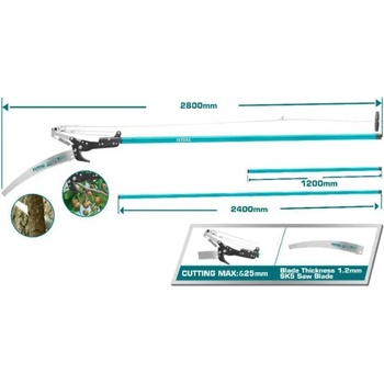 Image 1 of TOTAL Телескопичен трион и ножица за клони, total, 2.8 м (tl ind theps25281)