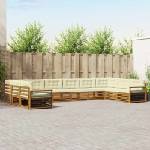 vidaXL Комплекти дивани 10 бр. Натурален и Крема (3374220)