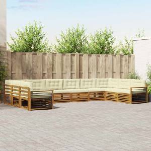vidaXL Комплекти дивани 10 бр. Натурален и Крема (3374220)