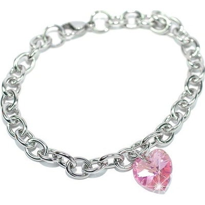 SILVEGO Ocelový se Swarovski Elements Srdce Light Rose LSW085B