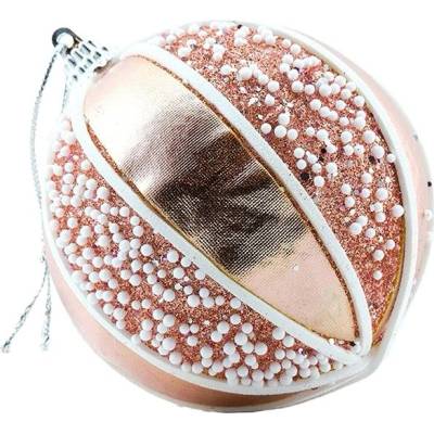 DECOLED Plastová guľa priemer 8 cm ružová so vzorom čipky