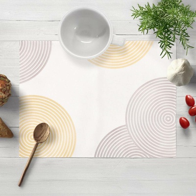 Biante Sametové prostírání Tamara TMR-023 Žluté a šedé designové kruhy na smetanovém 35x45cm
