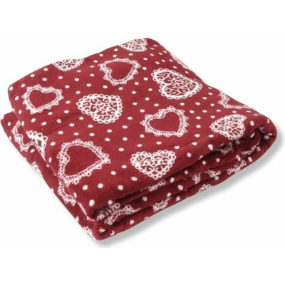 TEXFACE Deka mikrofleece srdce bordo 150x200