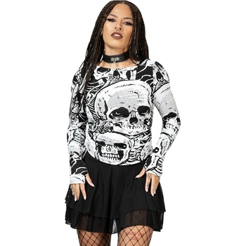 Image 1 of KILLSTAR дамска тениска с дълъг ръкав KILLSTAR - Unhappy Haunting черно и бяло - KSRA009535