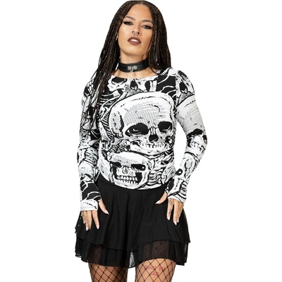 KILLSTAR дамска тениска с дълъг ръкав KILLSTAR - Unhappy Haunting черно и бяло - KSRA009535