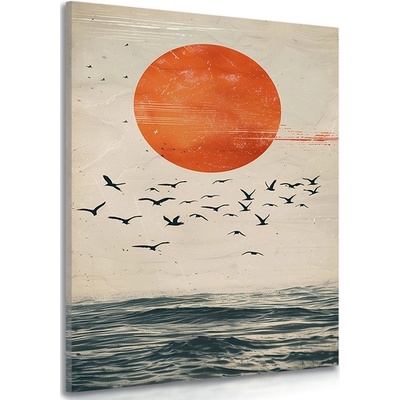 Obraz japandi měsíc nad mořem - 100x150