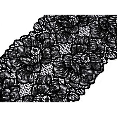 Elastická krajka / vsadka / běhoun šíře 15,5 cm Varianta: 2 černá, Balení: 1 m
