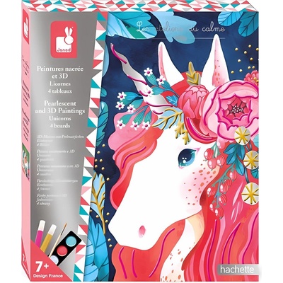 Janod Творчески комплект Janod - Седефени 3D картини на еднорози (J07951)