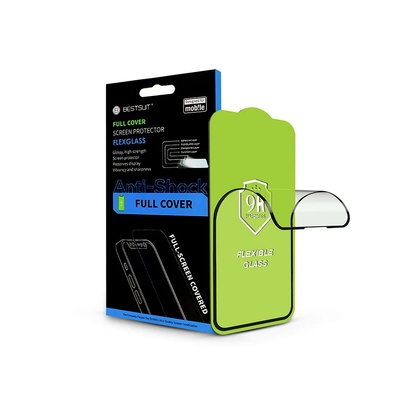 BestSuit Full Glue Hybrid Flexible Glass Bestsuit 5D - ПРИЛОЖЕНИЕ IPHONE 12 Pro Max черен (PT-6572) (PT-6572)