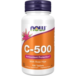 NOW Vitamin C-500 with Rose Hips [100 Таблетки]
