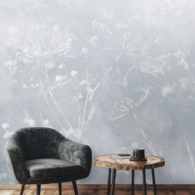 Art Gift Decor Фототапет с нежни диви цветя в сиви пастелни тонове