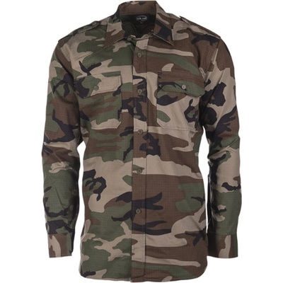 MilTec košeľa Ripstop dlhý rukáv woodland